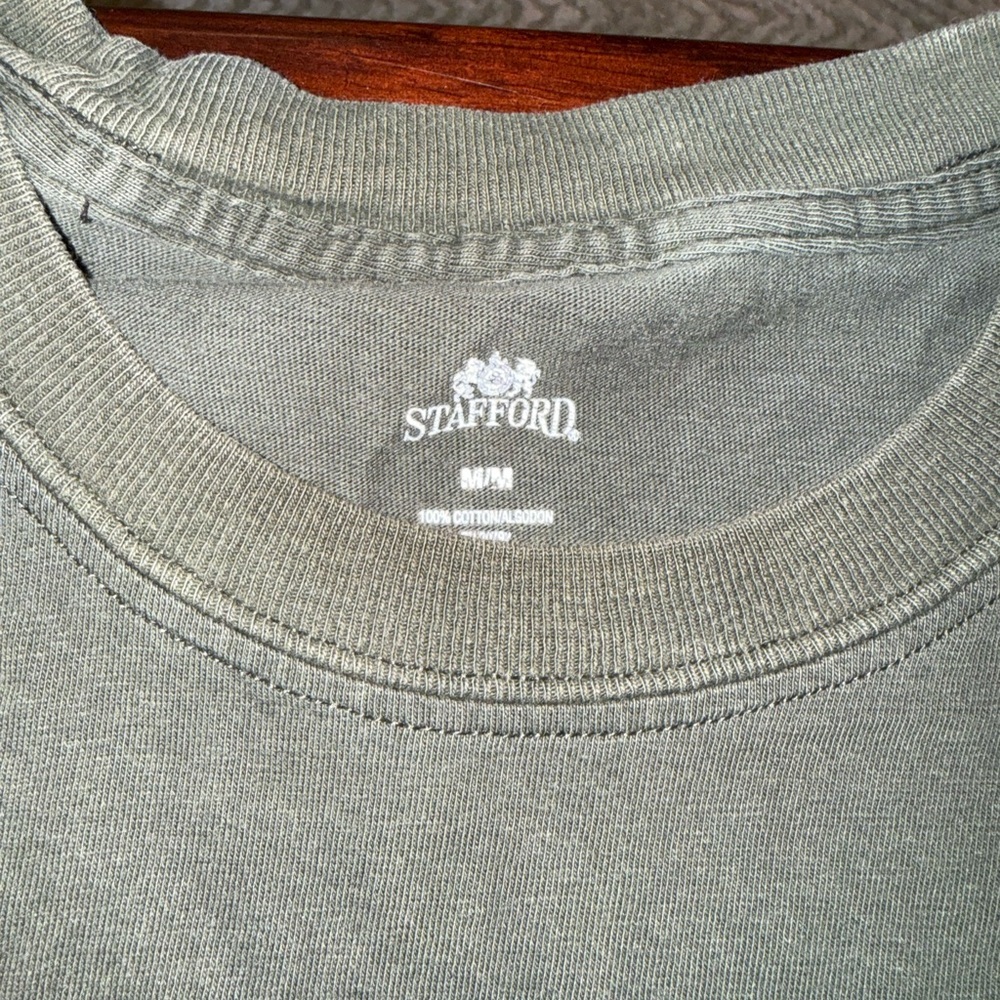 Stafford Men's Olive Green Short Sleeve Tee Size M - Picture 2 of 3